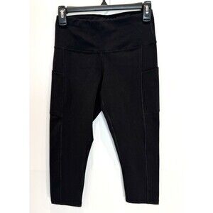 Women’s Iuga Leggings Solid Black Capri Cropped Size Small S NWT